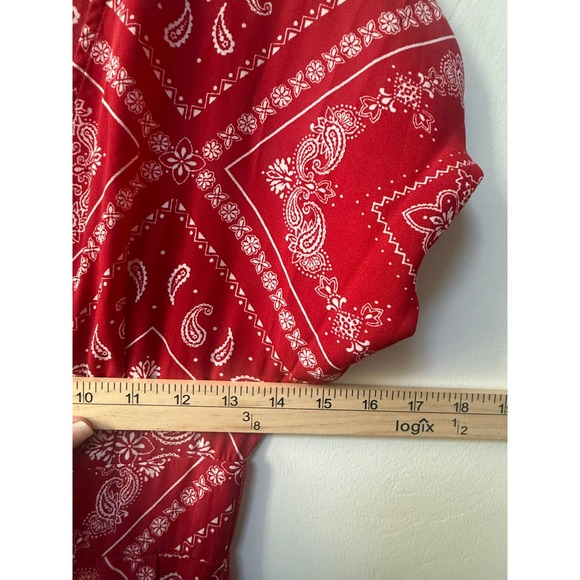 Forever 21 Womens Western Bandana Print Midi Dress Red Size S Boho Festival - Picture 8 of 10